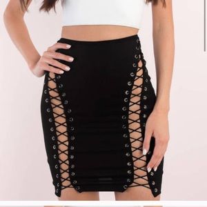 Black lace up skirt